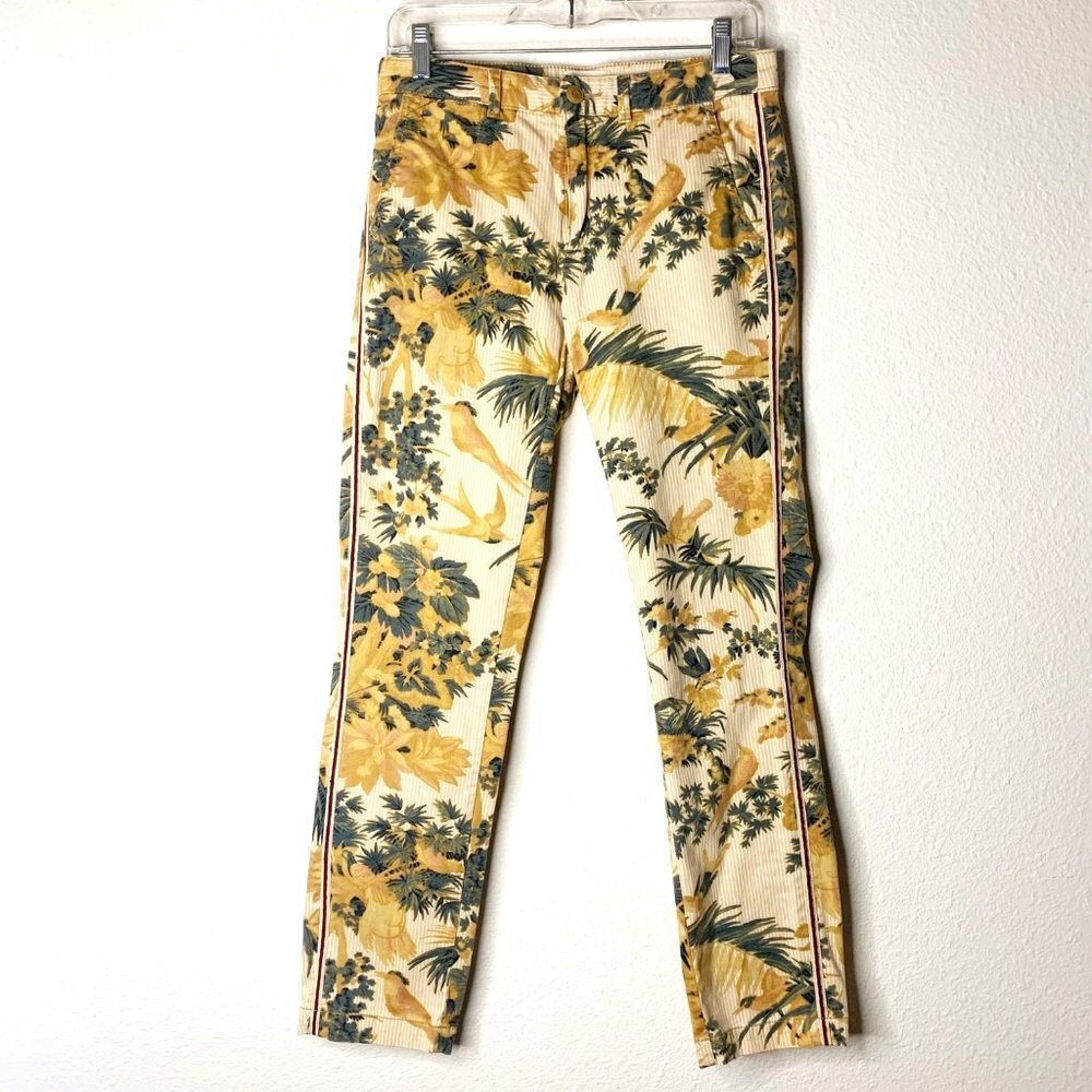 ChNo by Anthropologie Relaxed Fit Chino Pants Bird Leaf Print Women’s Size 27